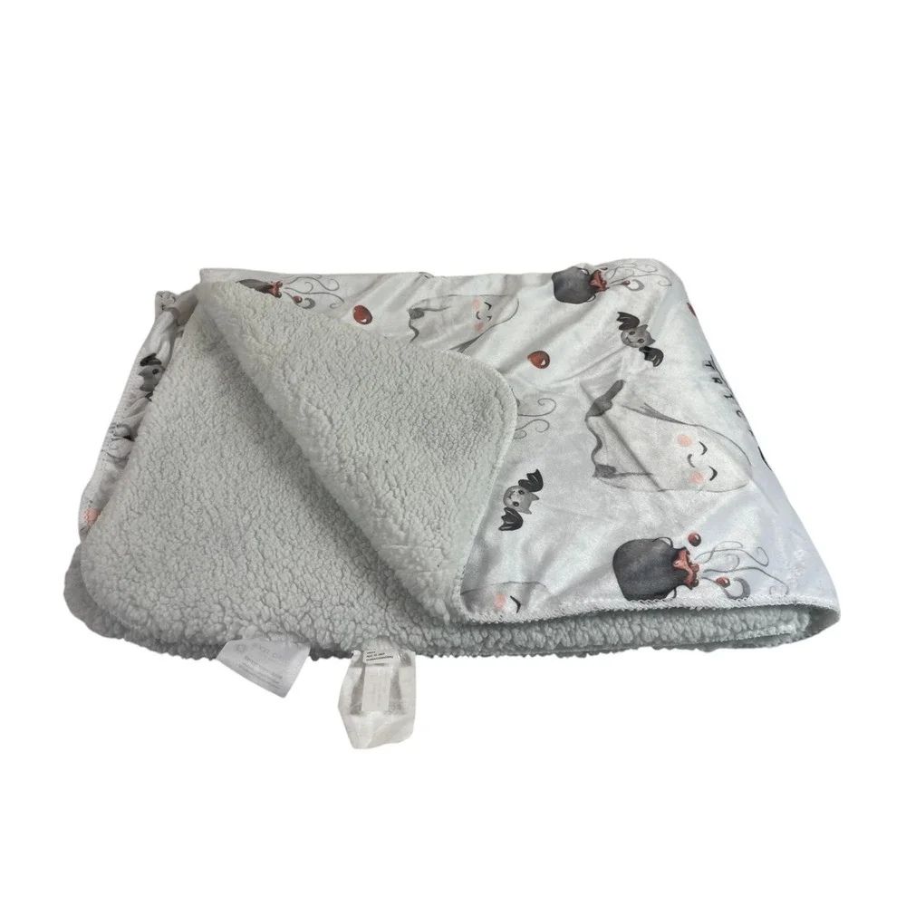 Halloween Cute Ghost Witch Cauldrons White Baby Blanket Thick Warm OEKO TEX